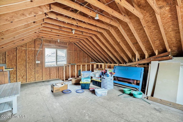 view of unfinished attic