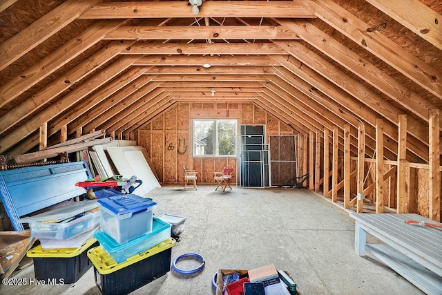 view of unfinished attic