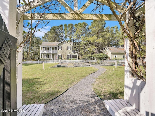 view of yard with fence