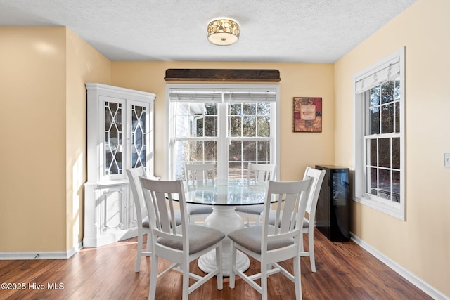 dining room featuring plenty of natural light, baseboards, and wood finished floors