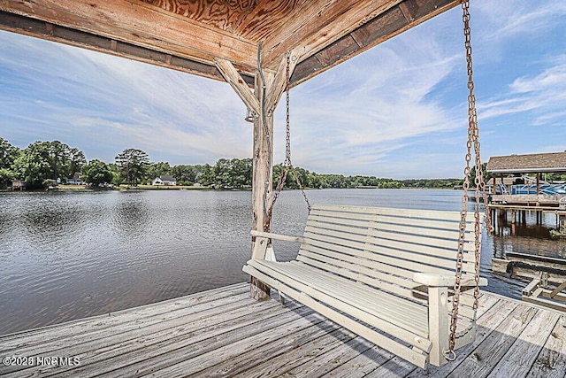 dock area featuring a water view