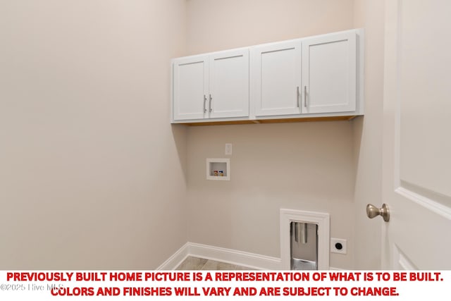 laundry area featuring washer hookup, cabinet space, baseboards, and hookup for an electric dryer