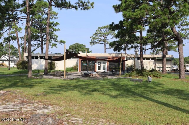 back of house featuring a patio and a lawn