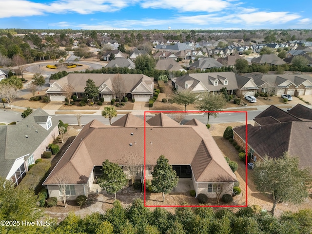 aerial view with a residential view