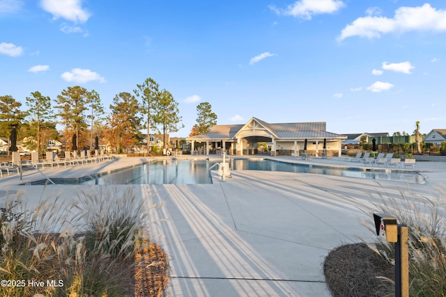 pool with a patio