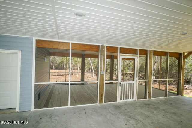 view of unfurnished sunroom