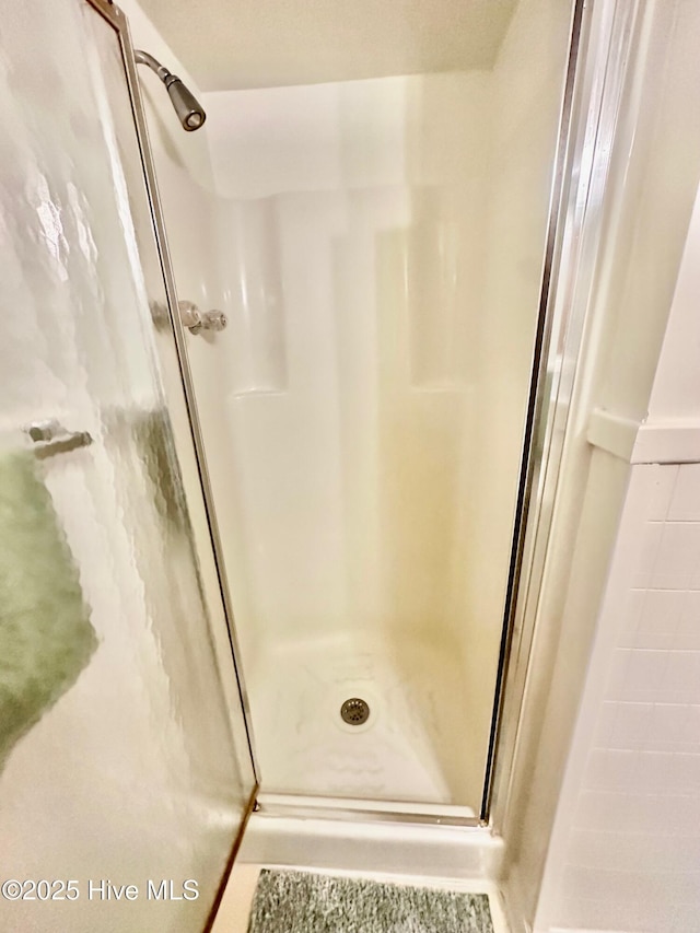 bathroom with a stall shower