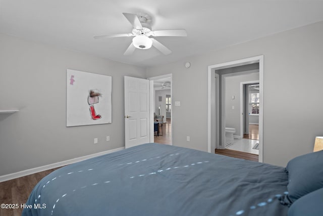 110 SE 7th St, Oak Island, NC 28465 - bedroom featuring wood finished floors, baseboards, and ceiling fan