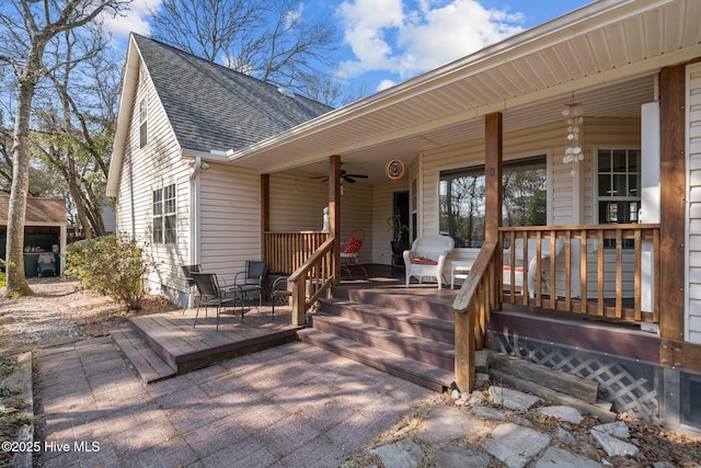 110 SE 7th St, Oak Island, NC 28465 - view of patio with covered porch and a ceiling fan