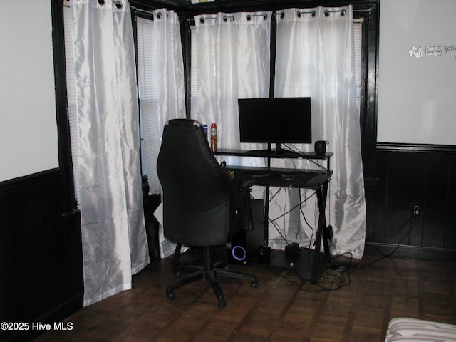 office area featuring wainscoting