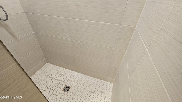 interior details featuring tiled shower