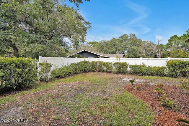 view of yard with a fenced backyard