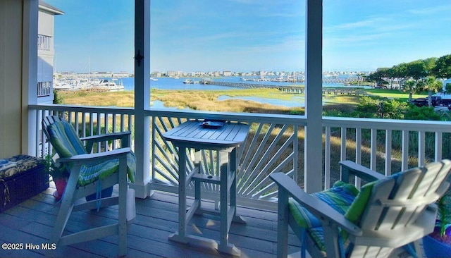 balcony with a water view