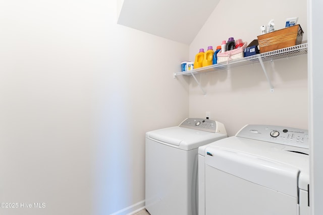 clothes washing area featuring laundry area and independent washer and dryer