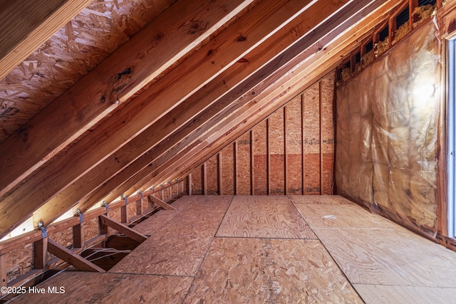 view of unfinished attic