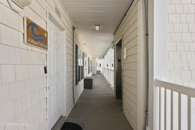 corridor with a wall mounted air conditioner