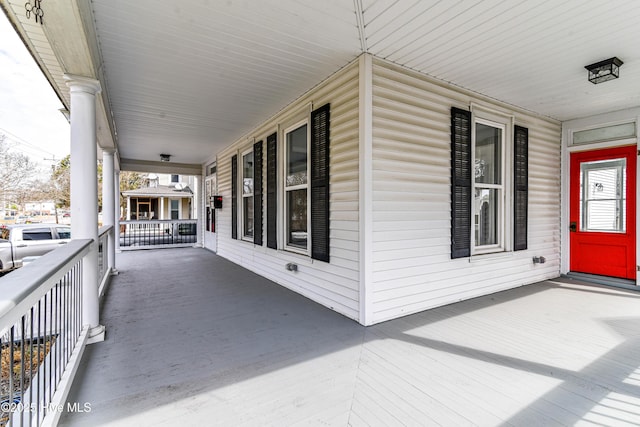 view of patio featuring covered porch