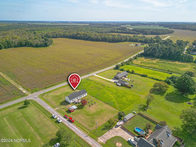 aerial view featuring a rural view