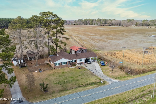 aerial view with a rural view