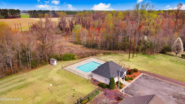 aerial view with a forest view