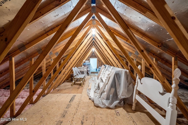 view of unfinished attic