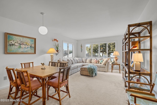 view of carpeted dining room