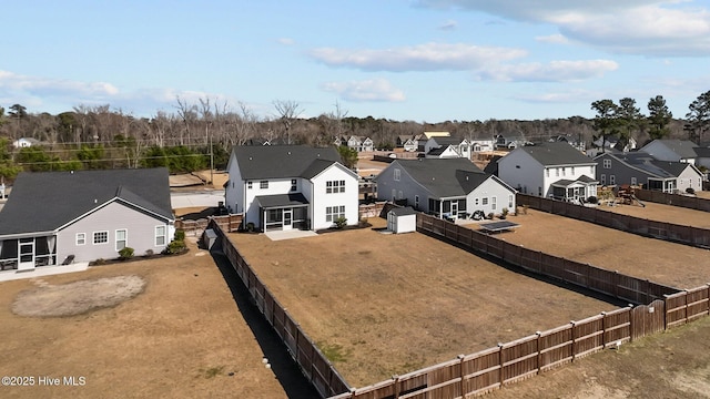 aerial view with a residential view