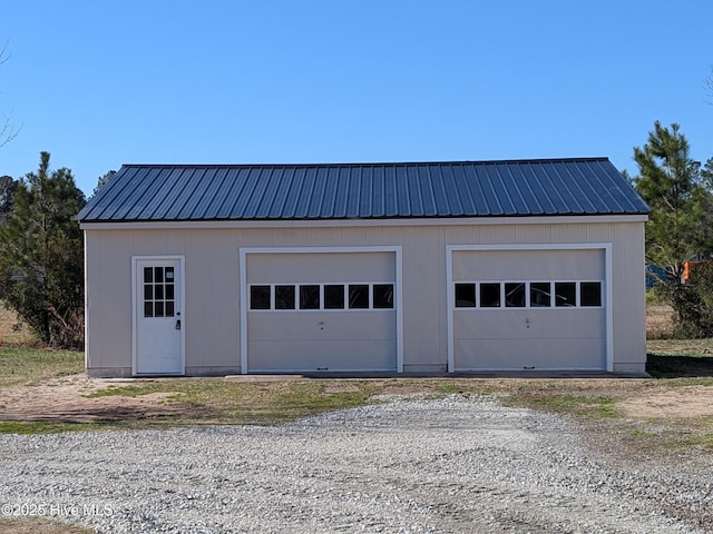 view of detached garage