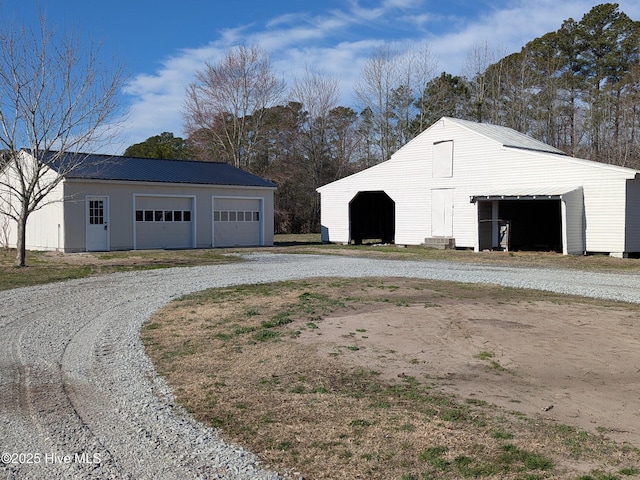 view of detached garage