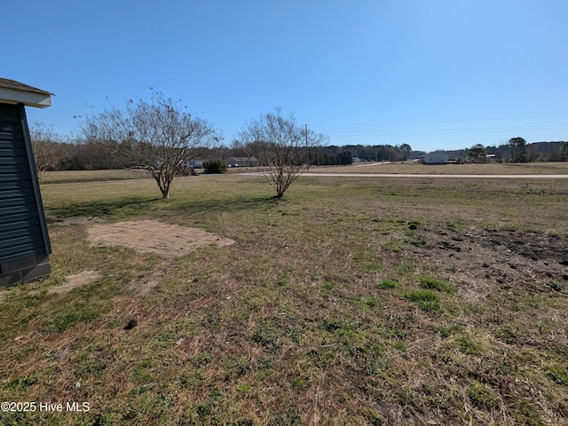 view of yard with a rural view