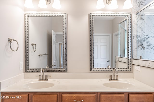 full bath with double vanity and a sink