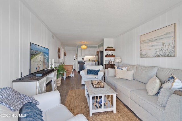 living area with wood finished floors