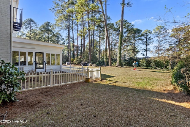 view of yard featuring fence