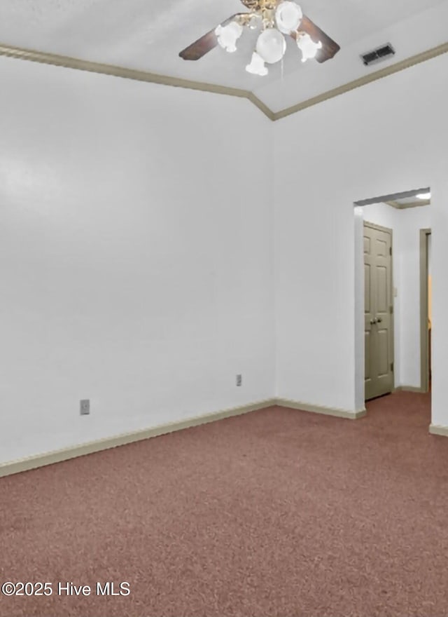 5200 Pineview Rd, Lumberton, NC 28360 - carpeted empty room with baseboards, ornamental molding, and a ceiling fan