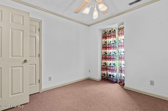 5200 Pineview Rd, Lumberton, NC 28360 - carpeted empty room with ceiling fan, ornamental molding, and baseboards