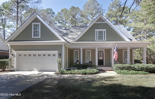 view of front of house featuring covered porch and driveway