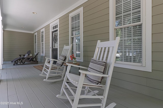 deck featuring a porch