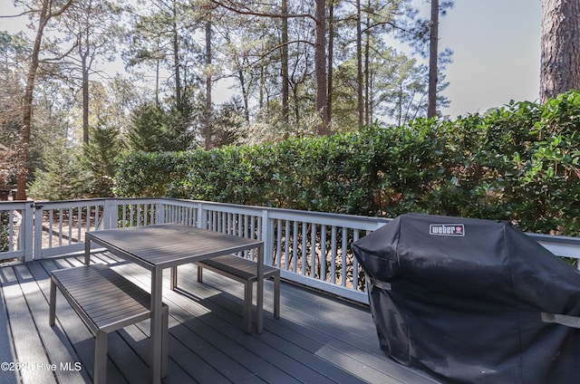 deck featuring grilling area