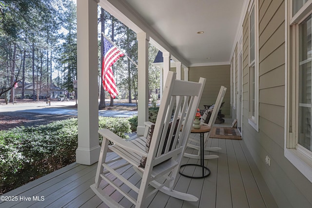 wooden deck with covered porch