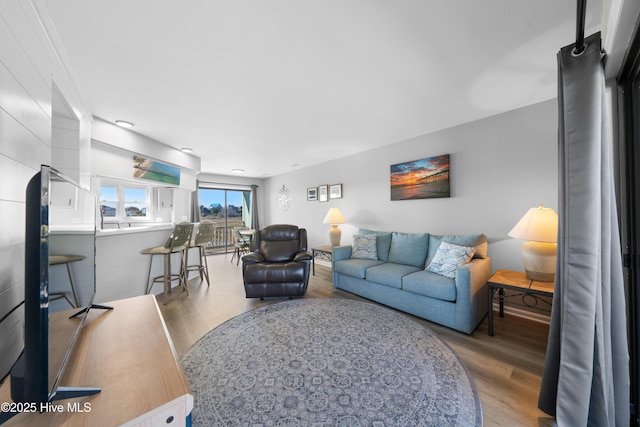 living area featuring wood finished floors