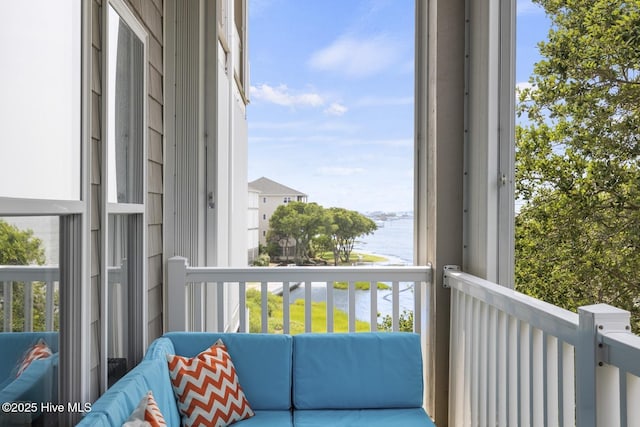 balcony with a water view