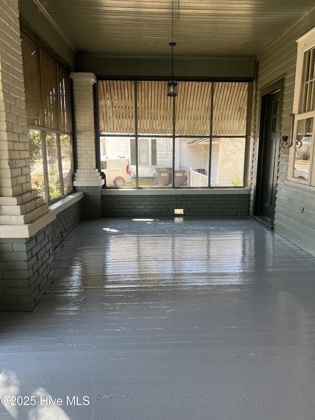 view of unfurnished sunroom