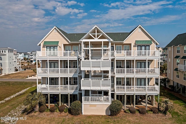 view of building exterior with a residential view