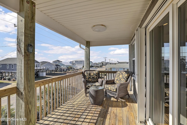 deck with a residential view