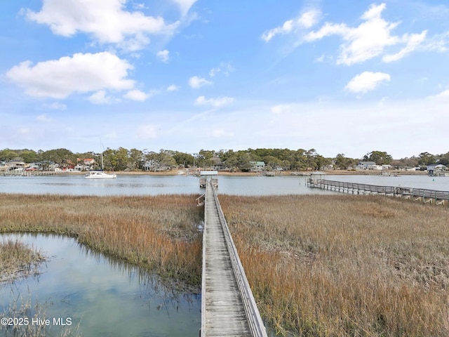 view of dock featuring a water view