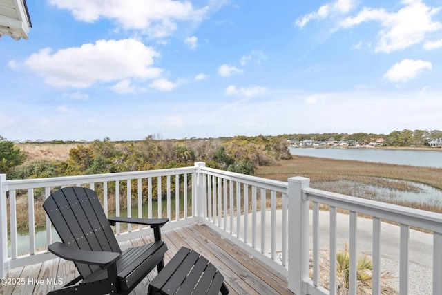 deck with a water view