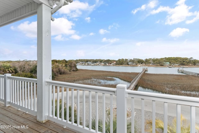 deck with a water view