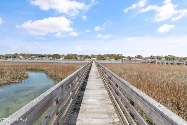 view of dock featuring a water view