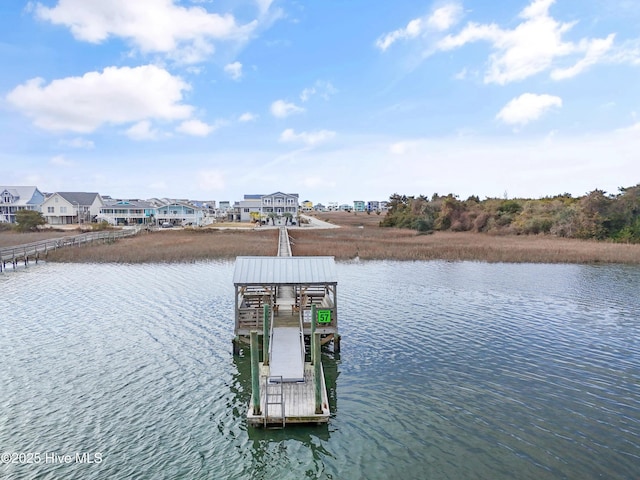 view of dock featuring a water view