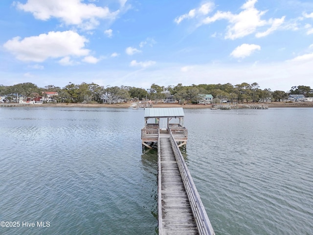 view of dock featuring a water view